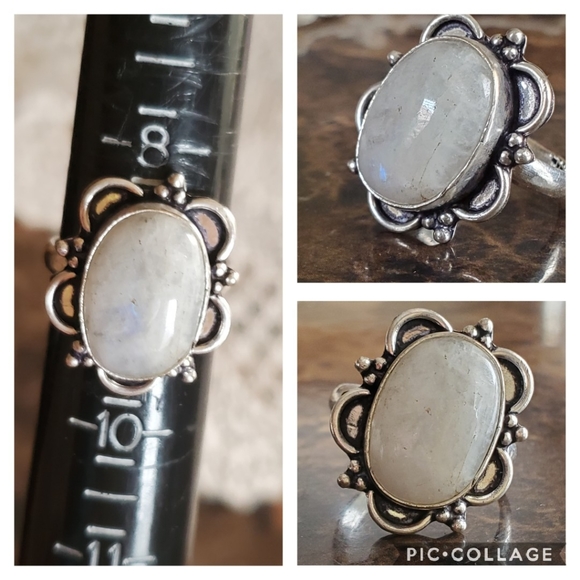 Genuine Rainbow Moonstone Ring Size 9 - Picture 8 of 8